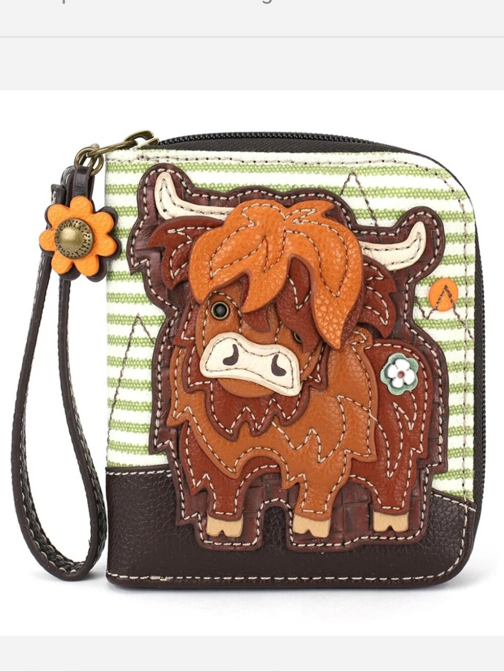 Chala Highland Cow Vegan Zippered Clutch Wallet NWOT
